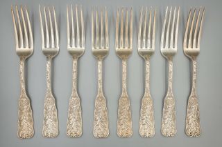 Gorham St Cloud Sterling Dinner Silver Forks,  Set Of 8 – 7 5/8 " Mono Lf 1885