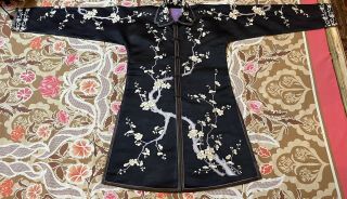 Antique Chinese Qing Dynasty Hand Embroidery Robe Chest 34”length 33”