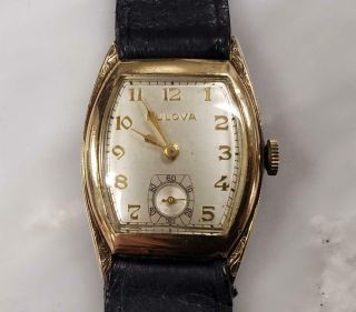 Vintage Bulova Wristwatch With Black Leather Strap 5 - H1194