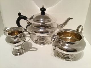 Charming 3 Piece Solid Sterling Silver Bachelor Tea Set London 1907