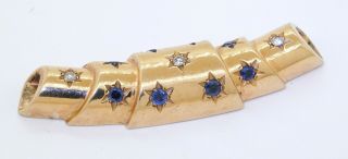 Vintage Heavy 14k Gold 1.  03ctw Vs/g Star Set Diamond/blue Sapphire Slide Pendant