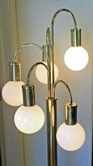 Quality Sonneman Waterfall Floor Lamp 5 Arm Solid Brass Mid Century Modern