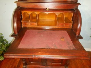 Antique Walnut Victorian Cylinder Roll Top Desk Home office use 3