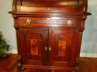 Antique Walnut Victorian Cylinder Roll Top Desk Home office use 4