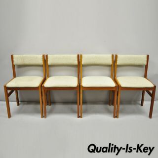 Four Mid Century Modern Danish Style Teak Wood Dining Chairs After Benny Linden