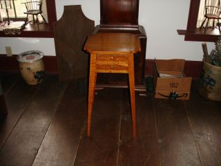 An American Federal Period,  2 Drawer Splay Leg Tiger Maple,  Childs Side Table