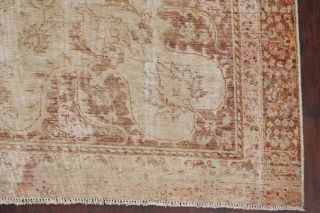 Antique Muted Evenly Worn Pile Distressed Area Rug Hand - Knotted Near Square 8x9