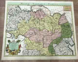 Tartary China 1742 Delisle / Covens Mortier Unusual Large Antique Map In Colors