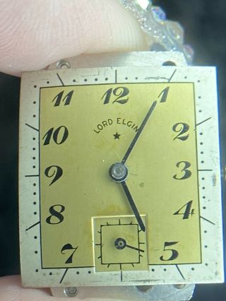 Vintage 1940s Lord Elgin Mens Wrist Watch 14k Gold Filled 21 Jewwls Dome