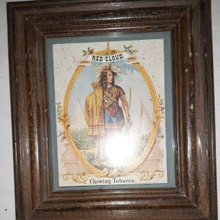 Cigar Box Label Vintage Outer Native American Indian Red Cloud Framed