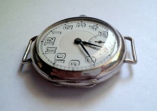 Vintage c.  1920s Sterling Silver Trench Watch Swiss Made 16 Jewels Wire Lug 2