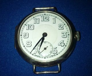 Vintage c.  1920s Sterling Silver Trench Watch Swiss Made 16 Jewels Wire Lug 3