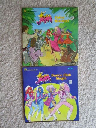 2 Vintage 1986 Jem Paperback Picture Books,  Dance Club Magic & Video Mischief
