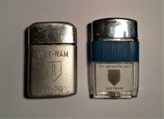 2 - Vintage Lighters,  Vietnam 1st.  Infantry Div.