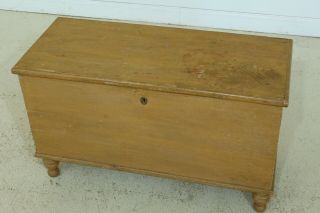 F50415EC:Early Antique Pennsylvania Mustard Yellow Paint Decorated Blanket Chest 2