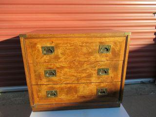 Vintage Southern Hickory Furniture Burl Wood Grain Look 3 Drawer Dresser Chest