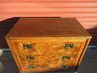 Vintage Southern Hickory Furniture Burl Wood Grain Look 3 Drawer Dresser Chest 3