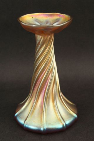 Antique L.  C.  T Louis Comfort TIFFANY American Art Glass Favrile CANDLE LAMP Base 2
