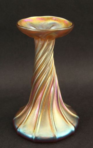 Antique L.  C.  T Louis Comfort TIFFANY American Art Glass Favrile CANDLE LAMP Base 3