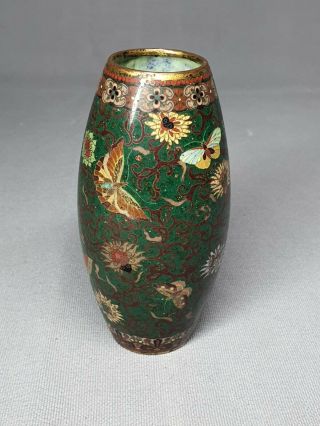 A Fine Japanese Meiji Cloisonne Butterfly Vase - Poss Early Namikawa Yasuyuki
