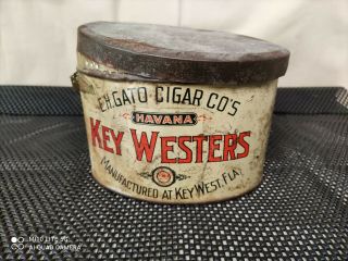 VTG Tobacco Tin Key Westers Havana Made in Florida Cigars Canister Antique 2