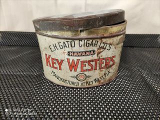 VTG Tobacco Tin Key Westers Havana Made in Florida Cigars Canister Antique 3