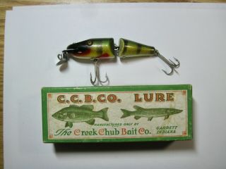 Vintage Creek Chub 2608 Jointed Pikie Fishing Lure In Good Box,  Glass Eyes