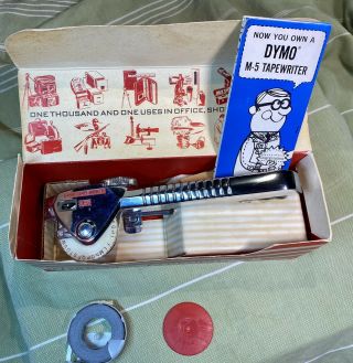 Vintage Dymo M - 5 Tape Writer Label Maker W/ Box & - Near