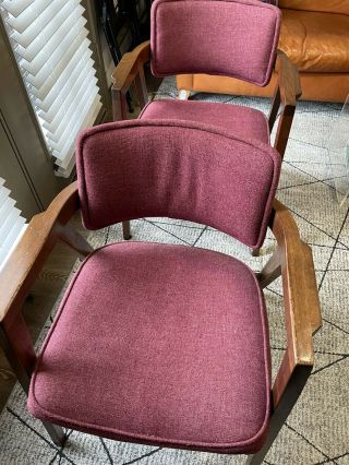 Set Of 2 W H Mid Century Modern Gunlocke Walnut Arm Chair Vintage MCM Retro 4