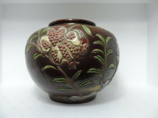 Antique Signed Japanese Meiji Taisho Cloisonne Vase Pomegranate By Ando Jubei