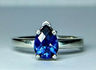 Vintage Tiffany & Co 1.  57 Carat Pear Shape Natural Sapphire Sterling Silver Ring