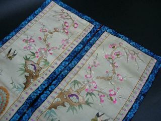 ANTIQUE CHINESE EMBROIDERED SILK PANELS WITH BIRDS 2