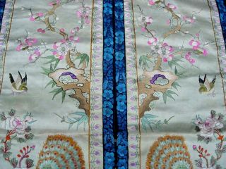ANTIQUE CHINESE EMBROIDERED SILK PANELS WITH BIRDS 4
