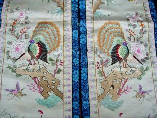 ANTIQUE CHINESE EMBROIDERED SILK PANELS WITH BIRDS 5