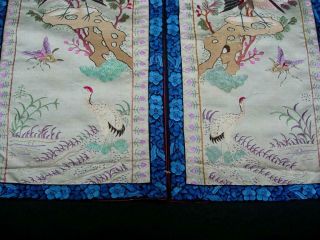 ANTIQUE CHINESE EMBROIDERED SILK PANELS WITH BIRDS 6