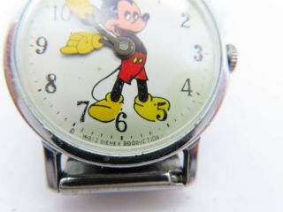 Vintage Walt Disney Production Mickey Mouse Watch Wind Up Yellow Hands 2