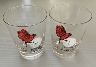 Vintage 1960s Spalding 1 Dot “ Hole - In - One Club” Glasses Set Of 2 Golf Ball