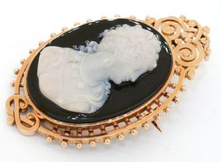 Antique Heavy 18k Rose Gold 35 X 26.  4mm Carved Stone Cameo Brooch/pendant