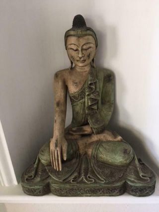 Asien Buddha Wood Very Old 28 Inches Very Heavy