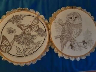 Vintage Two Patterns For Embroidery In Wooden Hoop Or Wall Hanging Decoration