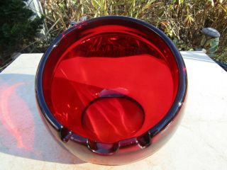 Exc Vintage Viking Mid Century Modern Ruby Red Glass Orb Ashtray Mcm