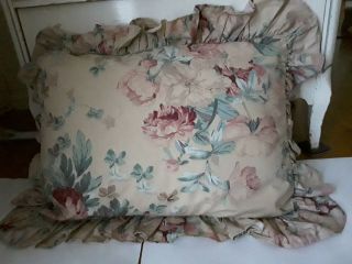 Vtg 1 Ralph Lauren Sham Pillow Cabbage Rose Ruffled Floral Standard