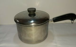 Vtg 3 Qt Revere Ware Pan Pot Stainless Steel Bottom With Lid 99f Clinton,  Il Usa