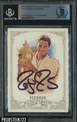 Roger Federer Signed 2012 Topps Allen & Ginter Tennis Auto Bgs Bas Authentic
