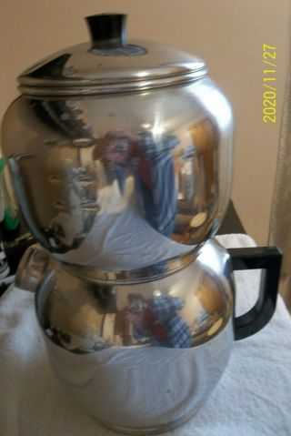 Vintage West Bend Aluminum Kwik Drip Coffee Maker Pot 18 Cup Stove Top 14 1/2 " H