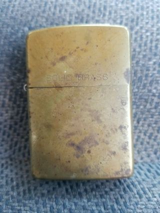Rare Solid Brass 1932 - 1990 Zippo Lighter Patina Marked Solid Brass