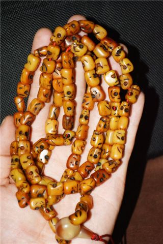 Tibetan Old Antique kapala skull Bracelet rosary Prayer Beads Mala Necklace 108 2