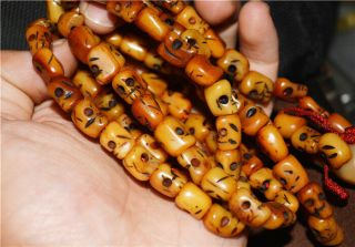 Tibetan Old Antique kapala skull Bracelet rosary Prayer Beads Mala Necklace 108 3