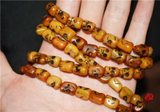 Tibetan Old Antique kapala skull Bracelet rosary Prayer Beads Mala Necklace 108 4