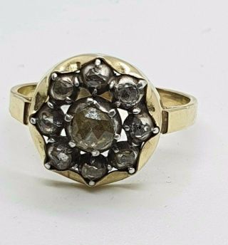 Antique 19th C 0.  64 Ct Diamond Rose Cut Foiled Back Gold 14k Ring